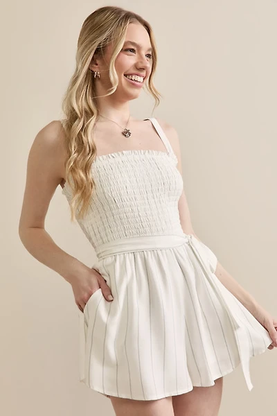 Malinda Striped Smocked Romper