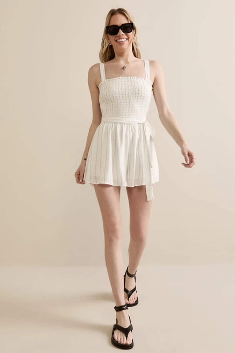Malinda Striped Smocked Romper