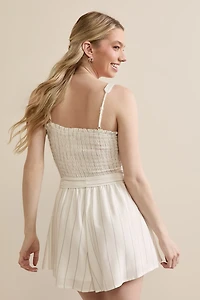 Malinda Striped Smocked Romper