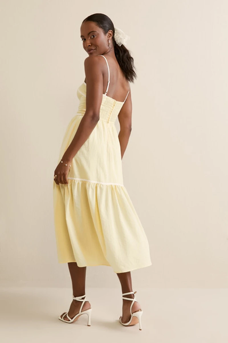 Jessie Piping Trim Midi Dress
