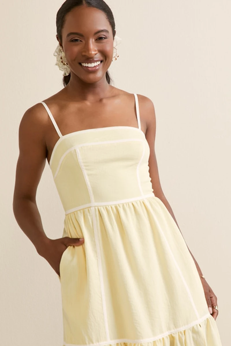 Jessie Piping Trim Midi Dress