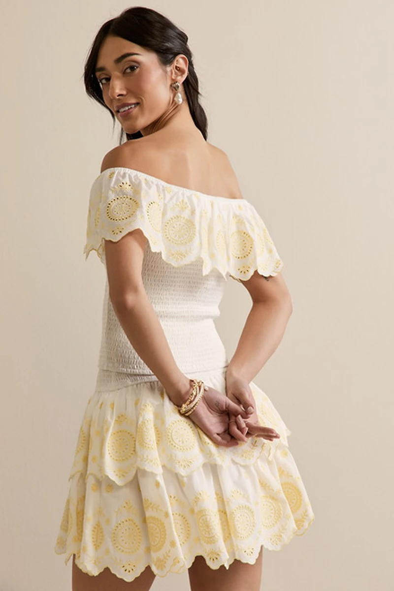 Rene Smocked Eyelet Top