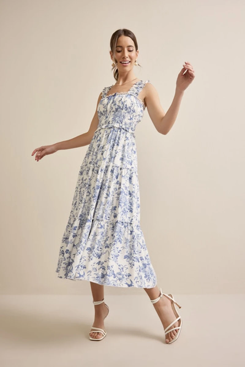 Meghan Ruffle Tiered Midi Dress
