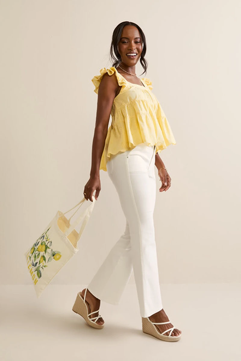 Verna Flutter Sleeve Eyelet Blouse