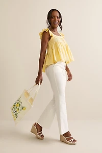 Verna Flutter Sleeve Eyelet Blouse