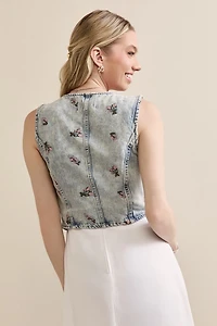 Nina Floral Embroidered Vest
