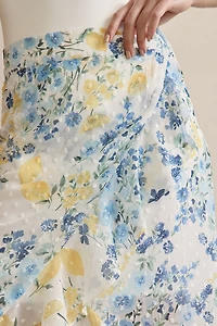 Elise Floral Wrap High-Low Skirt