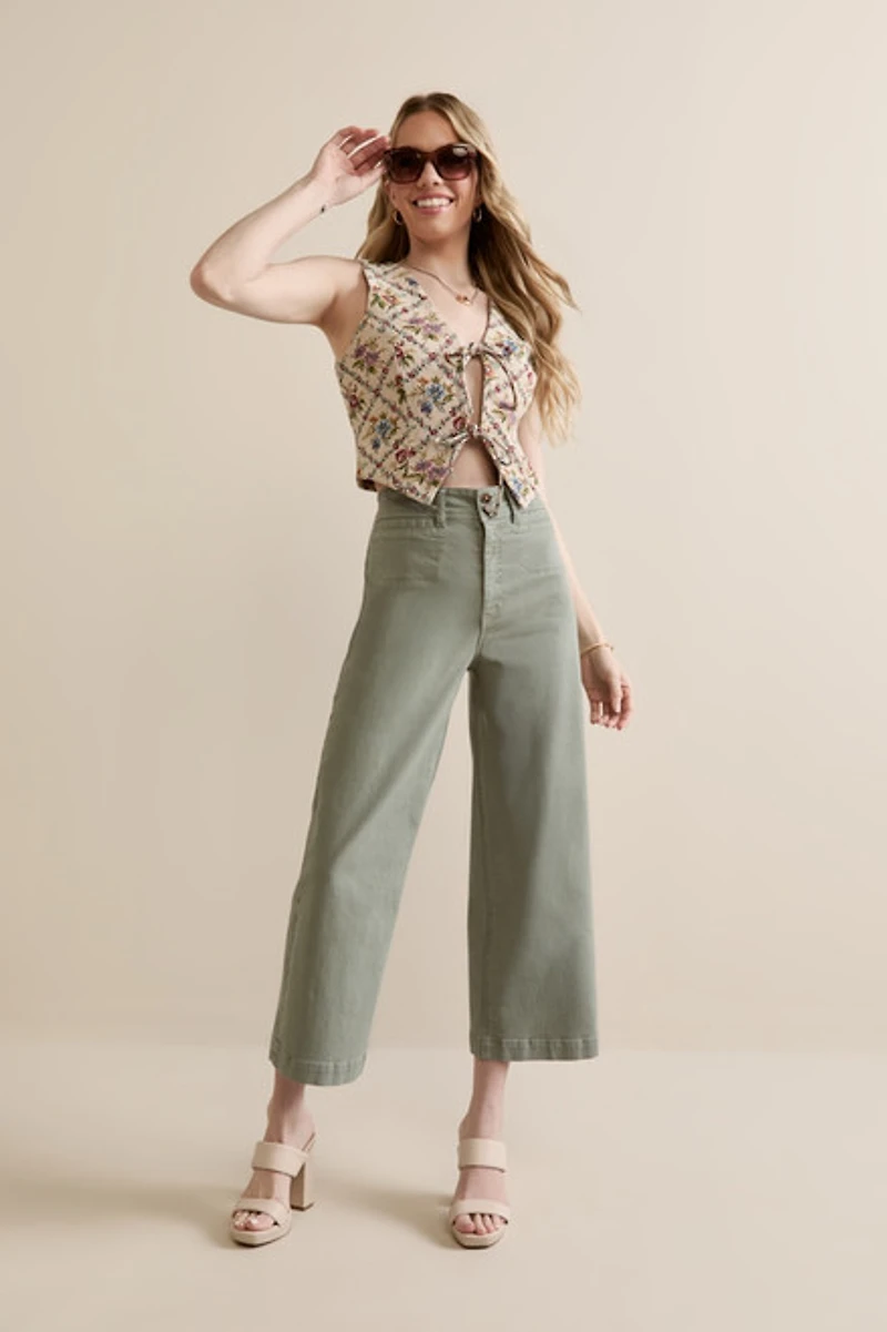 Ella Front Tie Floral Vest