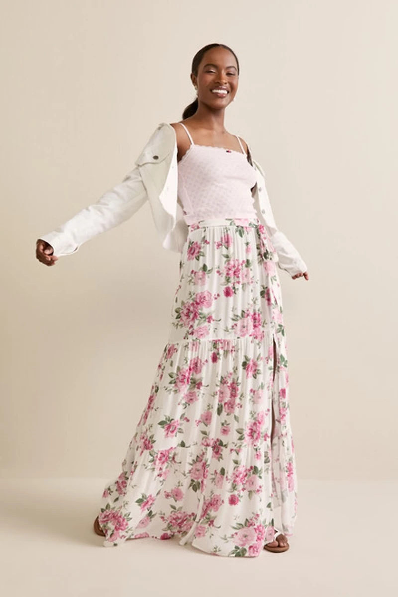 Morgan Floral Tiered Maxi Skirt