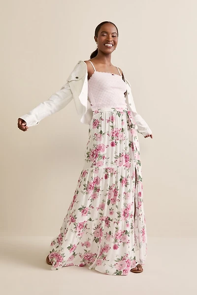 Morgan Floral Tiered Maxi Skirt