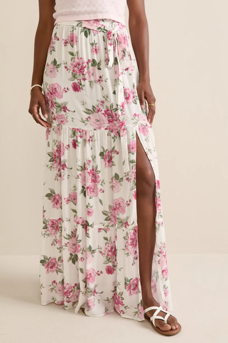 Morgan Floral Tiered Maxi Skirt