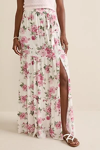 Morgan Floral Tiered Maxi Skirt