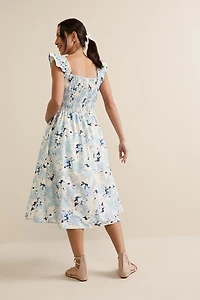 Jolene Flutter Sleeve Floral Midi Dress