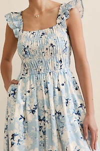 Jolene Flutter Sleeve Floral Midi Dress