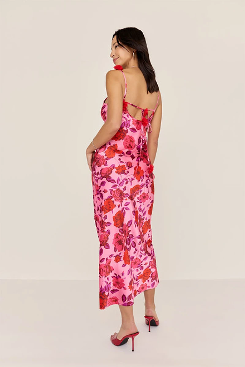 Sofia Satin Floral Maxi Dress