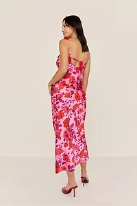 Sofia Satin Floral Maxi Dress