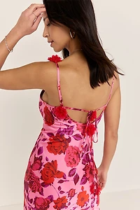Sofia Satin Floral Maxi Dress