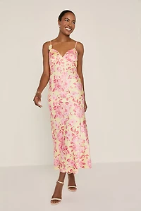 Sofia Satin Floral Maxi Dress