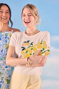 Josie Lemon Beaded Clutch Handbag