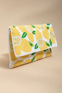 Josie Lemon Beaded Clutch Handbag