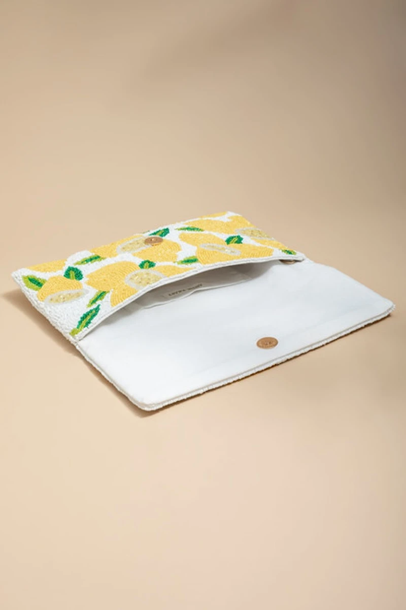 Josie Lemon Beaded Clutch Handbag
