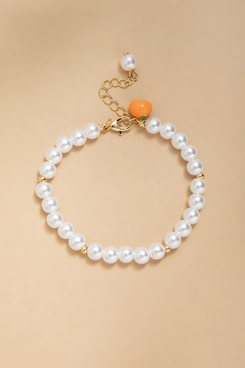 Serena Orange Charm Pearl Bracelet
