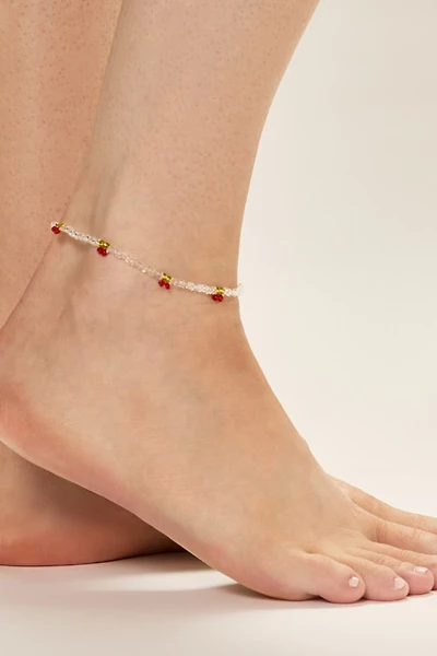 Cheryl Stainless Steel Seed Bead Cherry Anklet