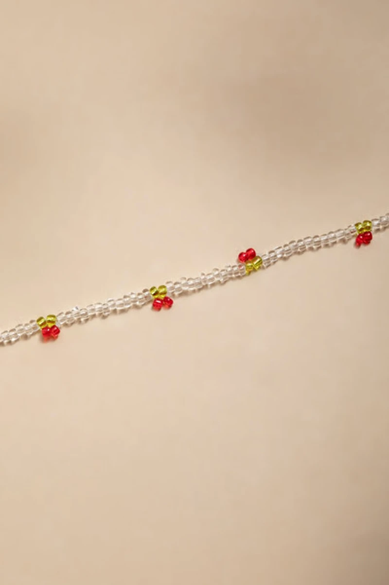 Cheryl Stainless Steel Seed Bead Cherry Anklet