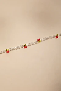 Cheryl Stainless Steel Seed Bead Cherry Anklet