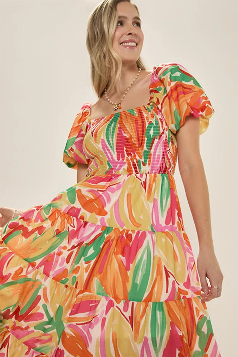 Cecelia Smocked Floral Midi Dress