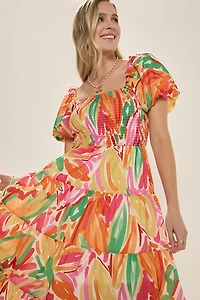 Cecelia Smocked Floral Midi Dress
