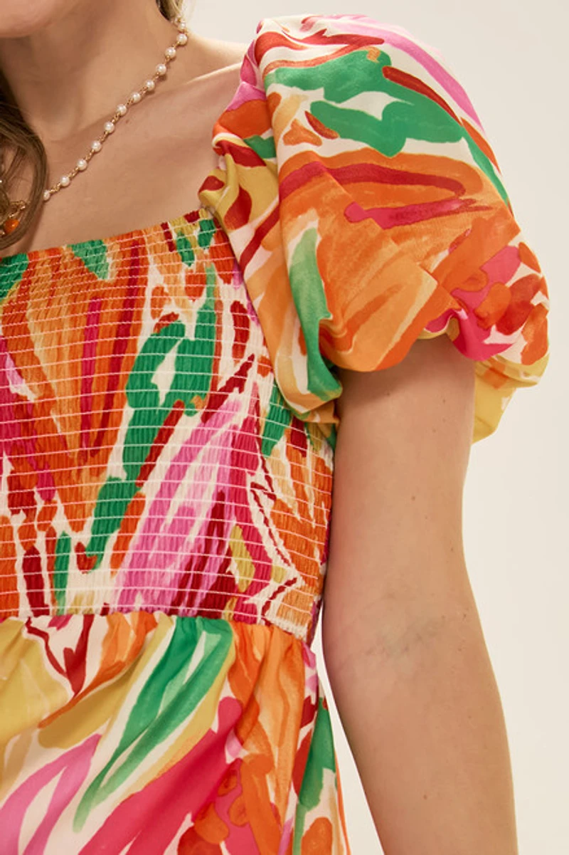 Cecelia Smocked Floral Midi Dress