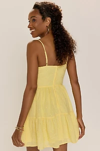 Tia Embroidered Tie Front Mini Dress