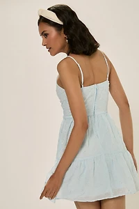Tia Embroidered Tie Front Mini Dress