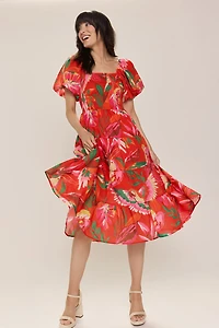 Veronica Tropical Print Midi Dress