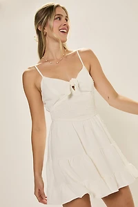 Jane Tie Front Smocked Mini Dress