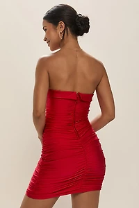Erica Ruched Satin Mini Dress