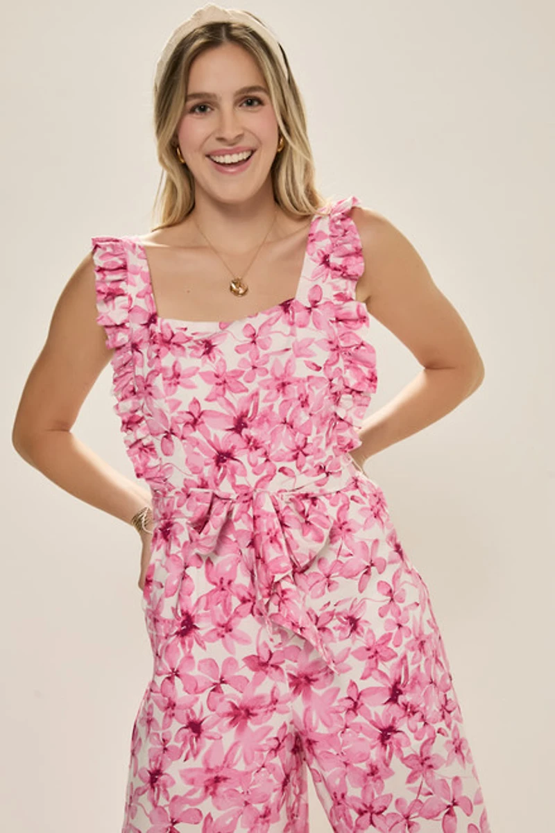 Tina Flutter Sleeve Floral Jumpsuit