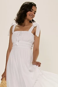Vicky Tie Strap Ruffled Midi Dress
