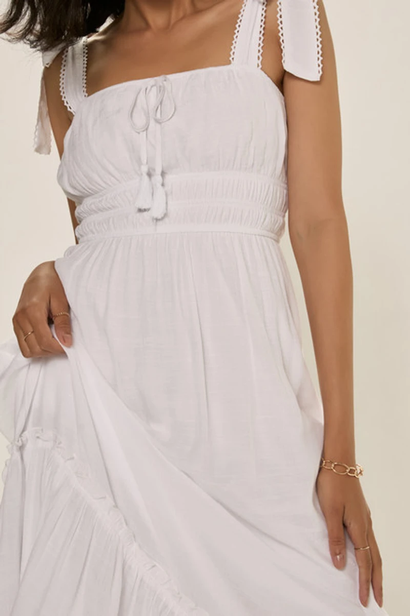 Vicky Tie Strap Ruffled Midi Dress