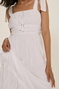 Vicky Tie Strap Ruffled Midi Dress
