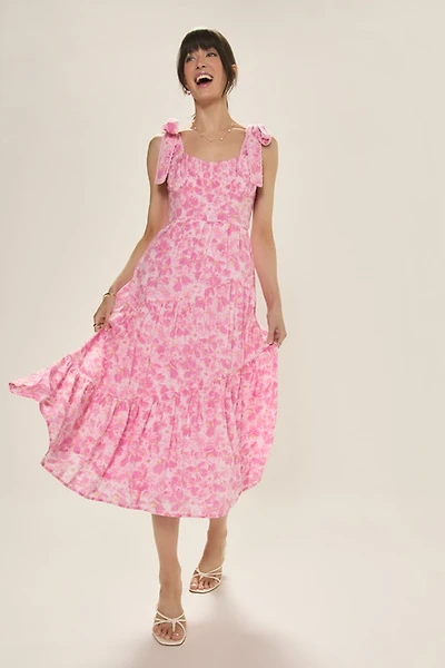 Lenora Ruched Floral Midi Dress