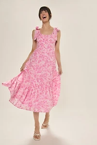 Lenora Ruched Floral Midi Dress