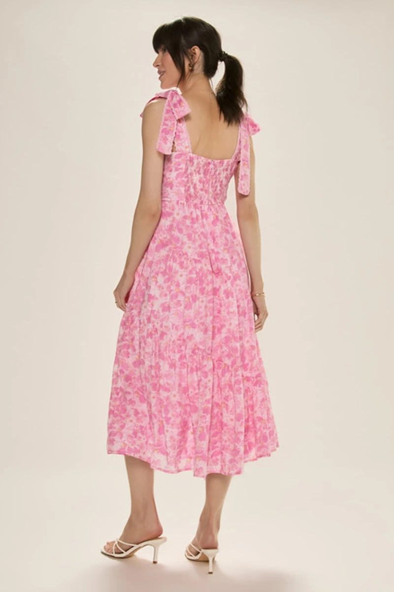 Lenora Ruched Floral Midi Dress