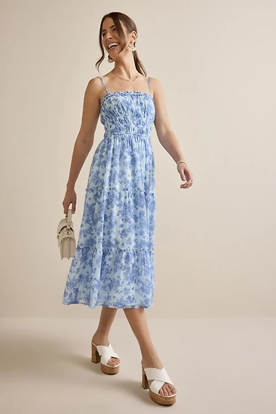 Gabriela Floral Tiered Midi Dress