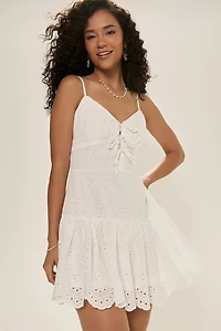 Casey Tie Front Eyelet Mini Dress