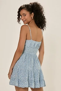 Betty Smocked Front Tie Mini Dress