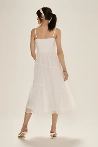 Maddie Front Tie Tiered Midi Dress
