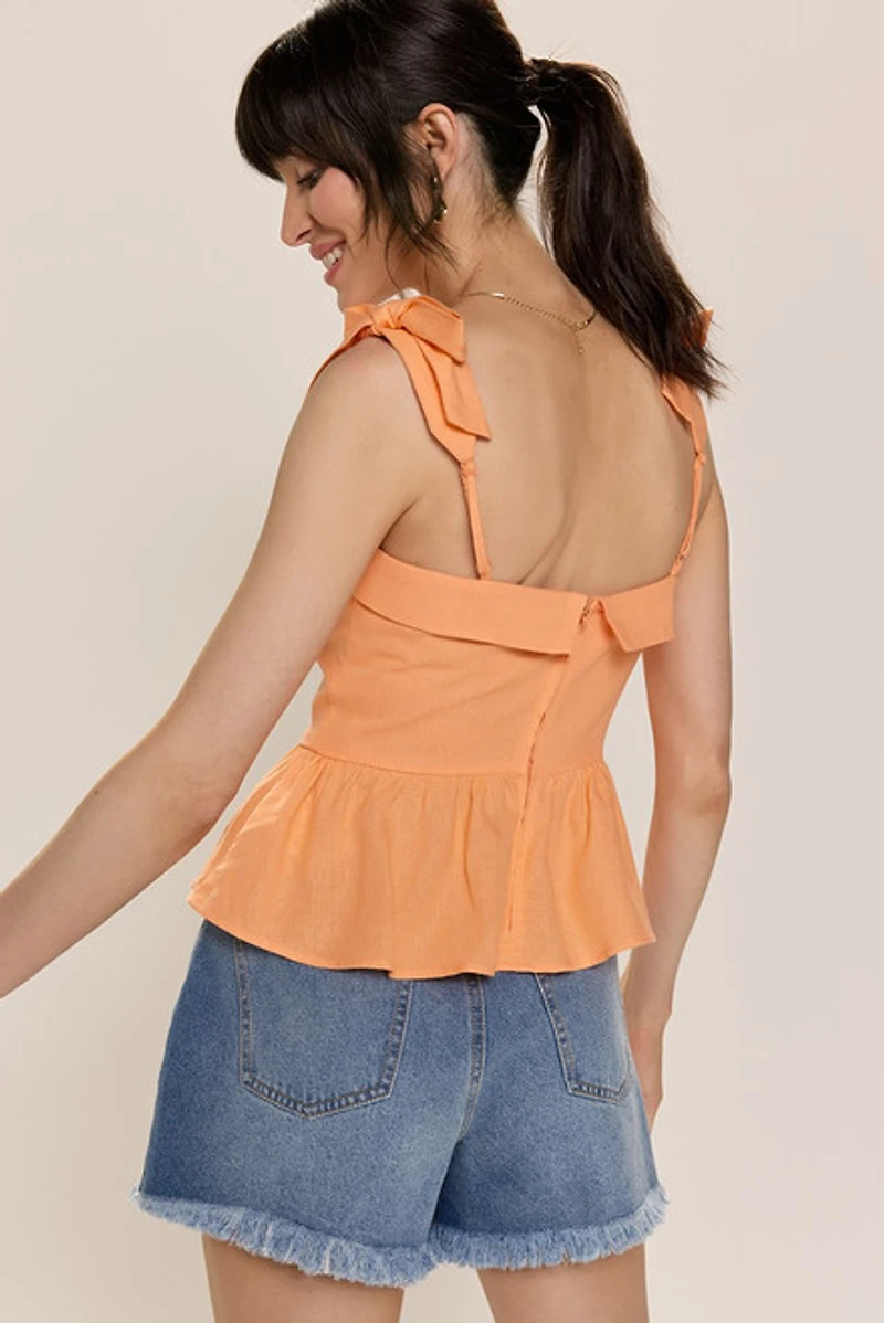 Kayla Tie Strap Peplum Top