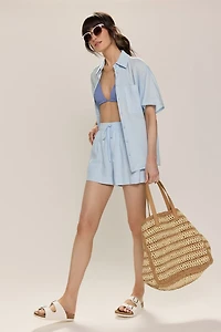 Gina Linen Short Sleeve Button Down Top
